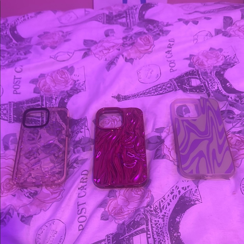 Stylish Phone Case Set - Black, Pink, Green